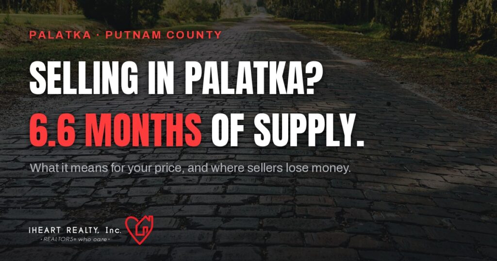 Selling in Palatka? Putnam County has 6.6 months of supply, September 2026